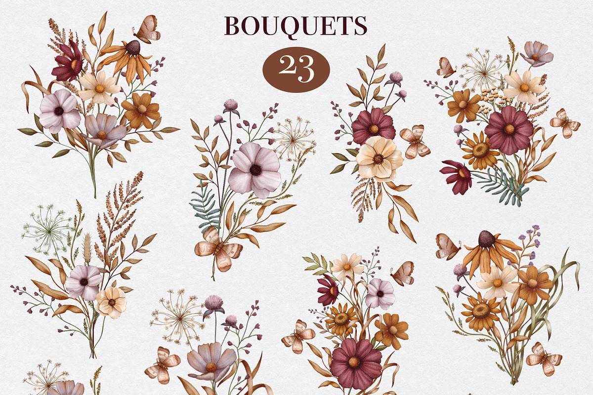 Autumn Meadow Watercolor Collection, a Seasonal Illustration by DiashaArt (Photo 5 of 10)