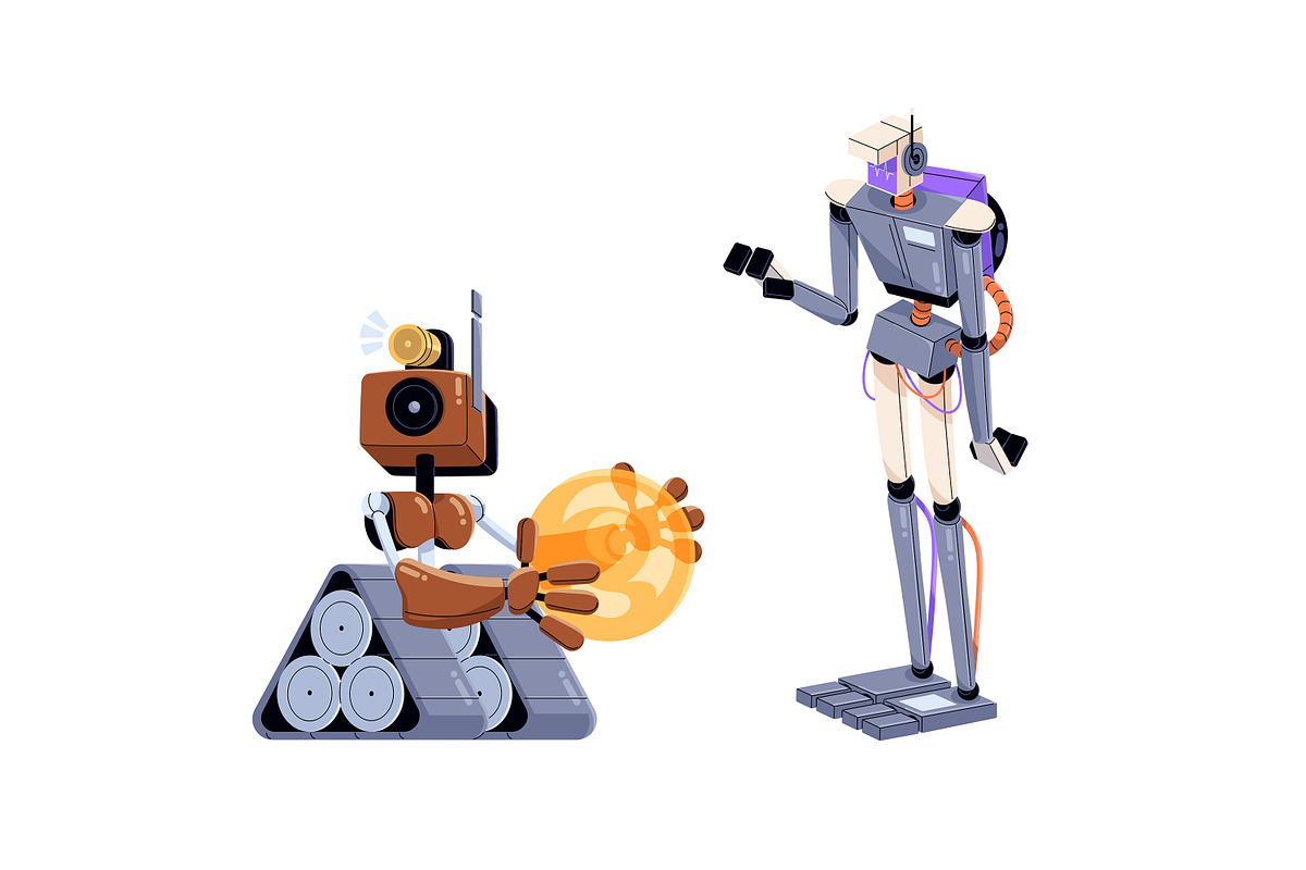 Aliens, space characters, robots set, a Person Illustration by PaperTrident (Photo 11 of 11)