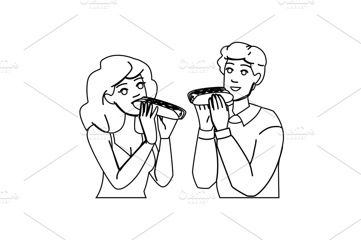 fast eating hot dog vector, a Person Illustration by pikepicture