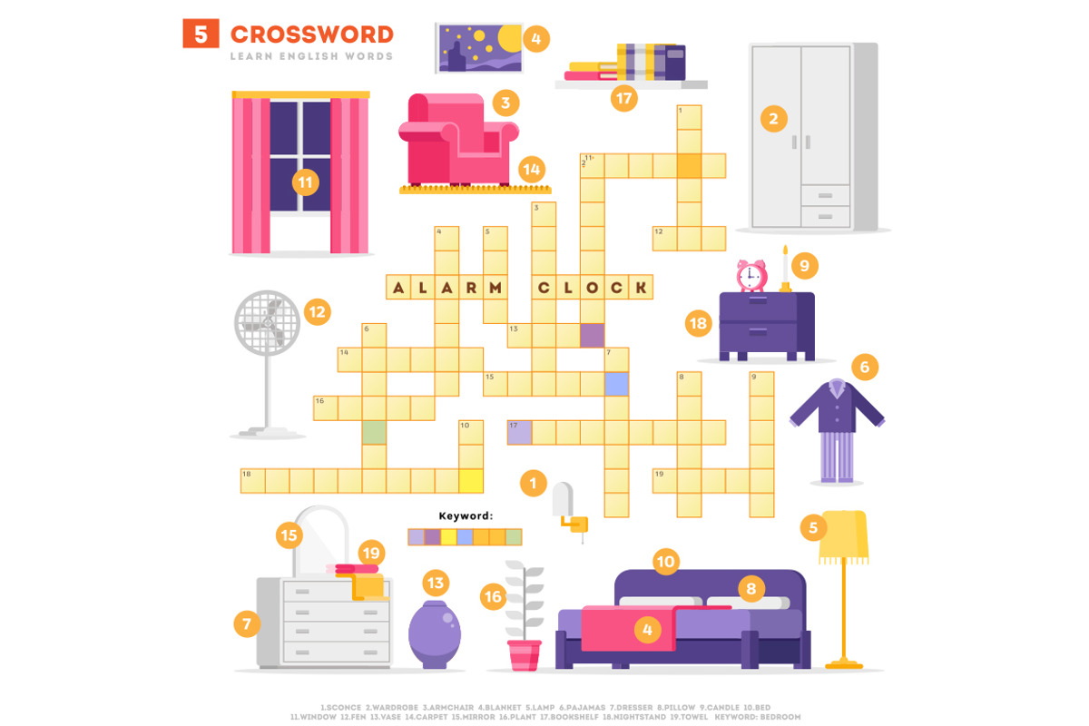 6 Crosswords - Learn English words, an Object Graphic by Bezvershenko (Photo 6 of 8)