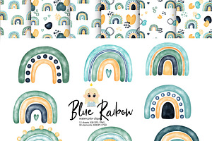 Watercolor rainbow clip art