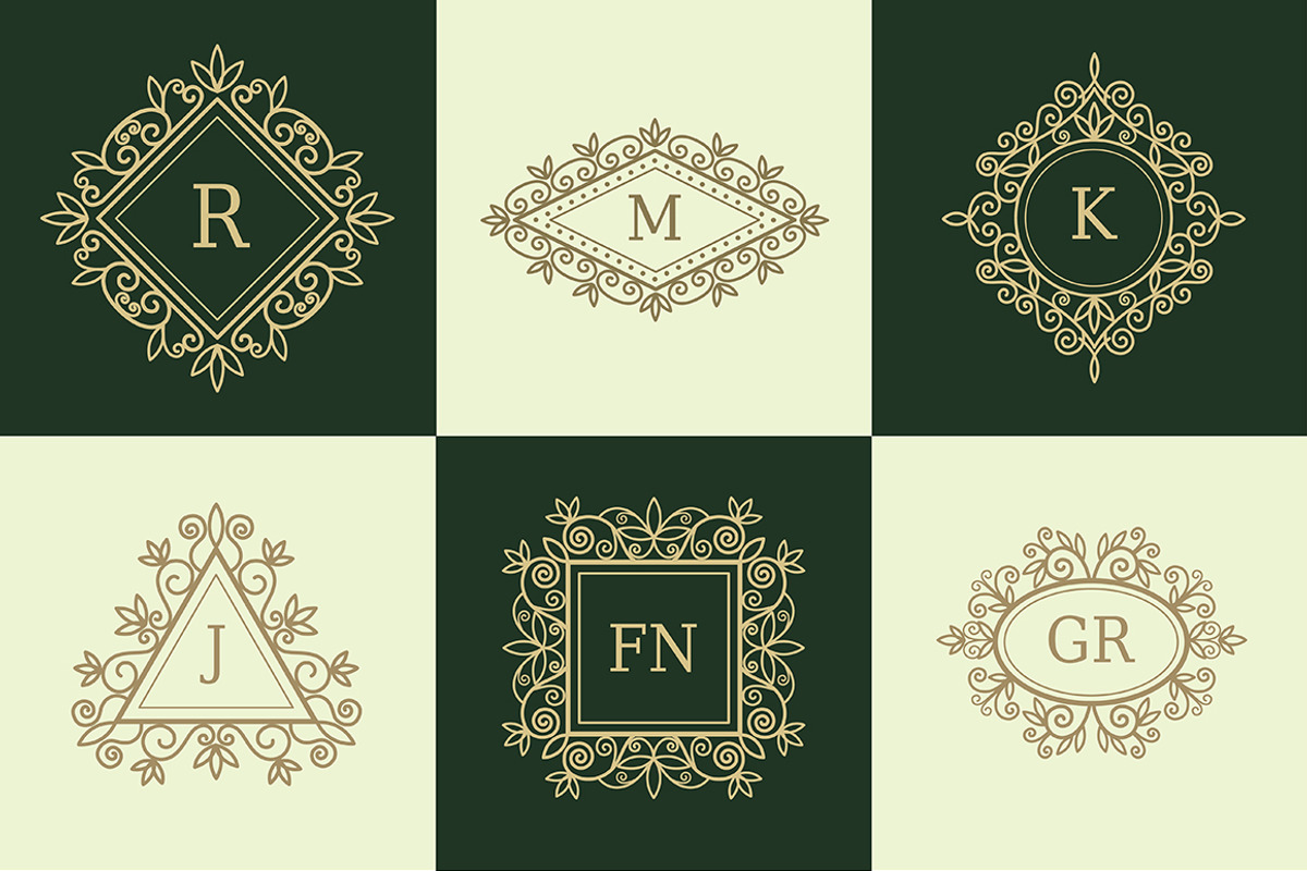 Vintage frames and monogram. Set, a Decorative Illustration by Designwork
