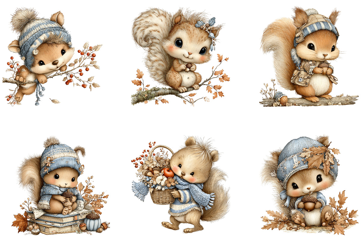 Cute Autumn Squirrel Clipart PNG, a Seasonal Illustration by CreationArt (Photo 2 of 4)