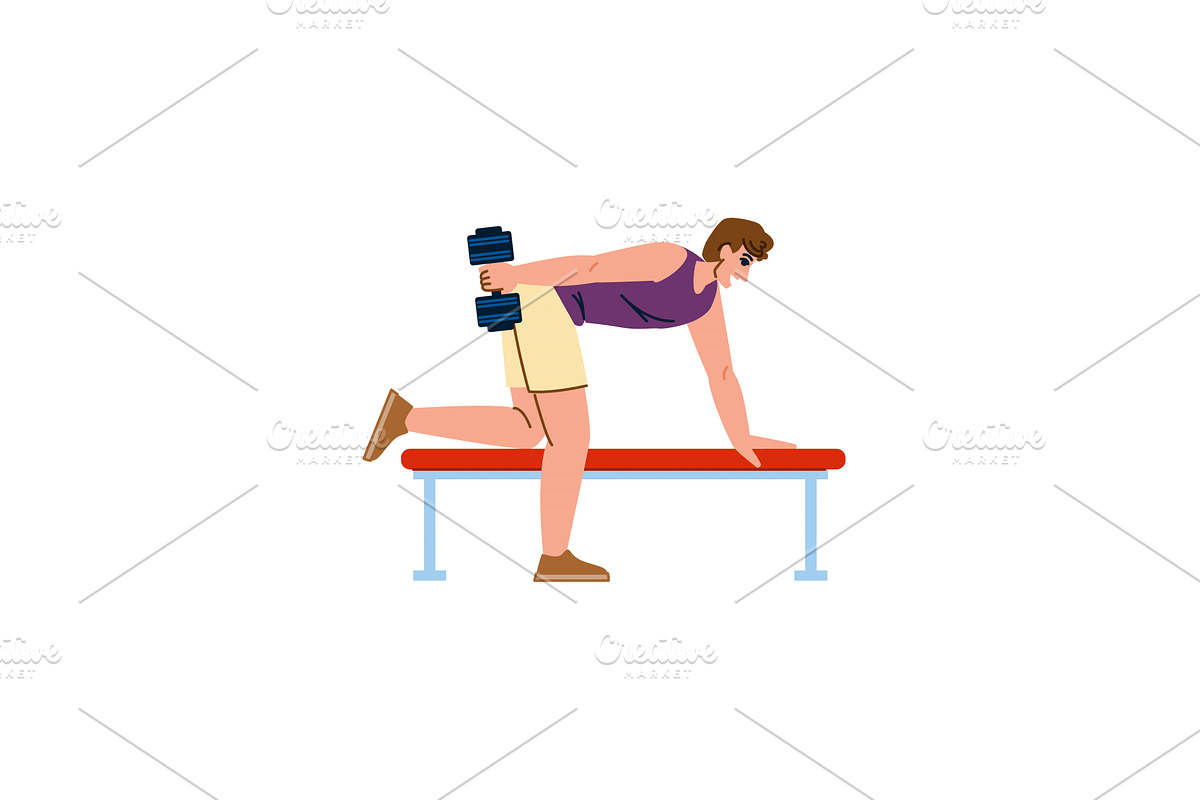 Man lifting dumbbell while doing, a Sport Illustration by pikepicture