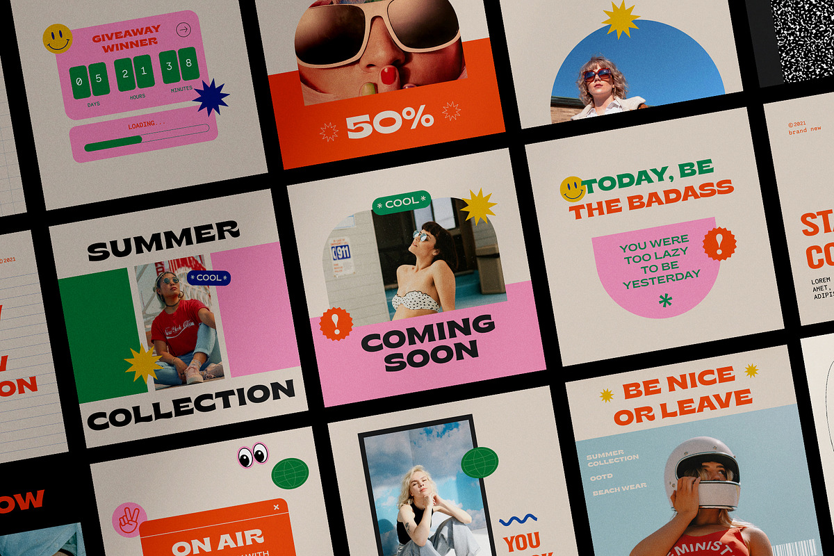 Pop90s Social Media Templates, a Social Media Template by Creavora (Photo 11 of 11)
