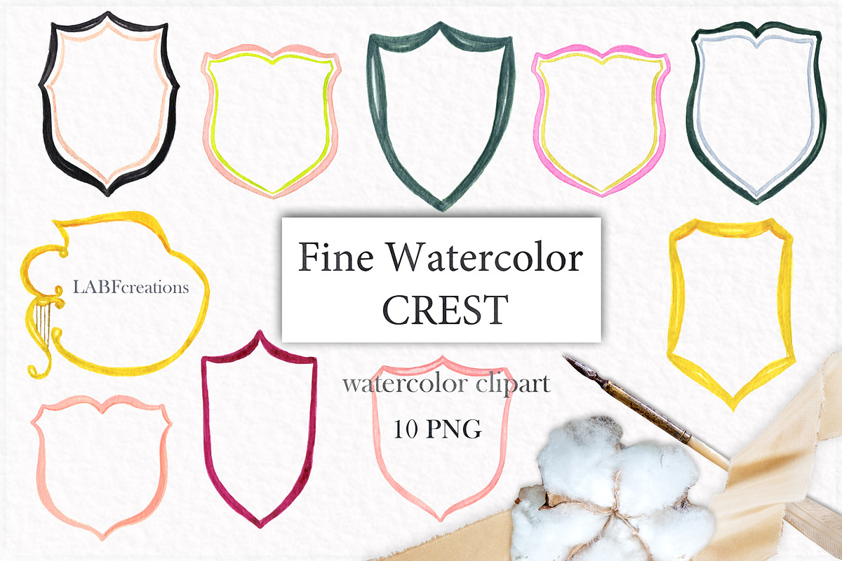 Watercolor Crest  banners, an Illustration by LABFcreations (Photo 1 of 5)