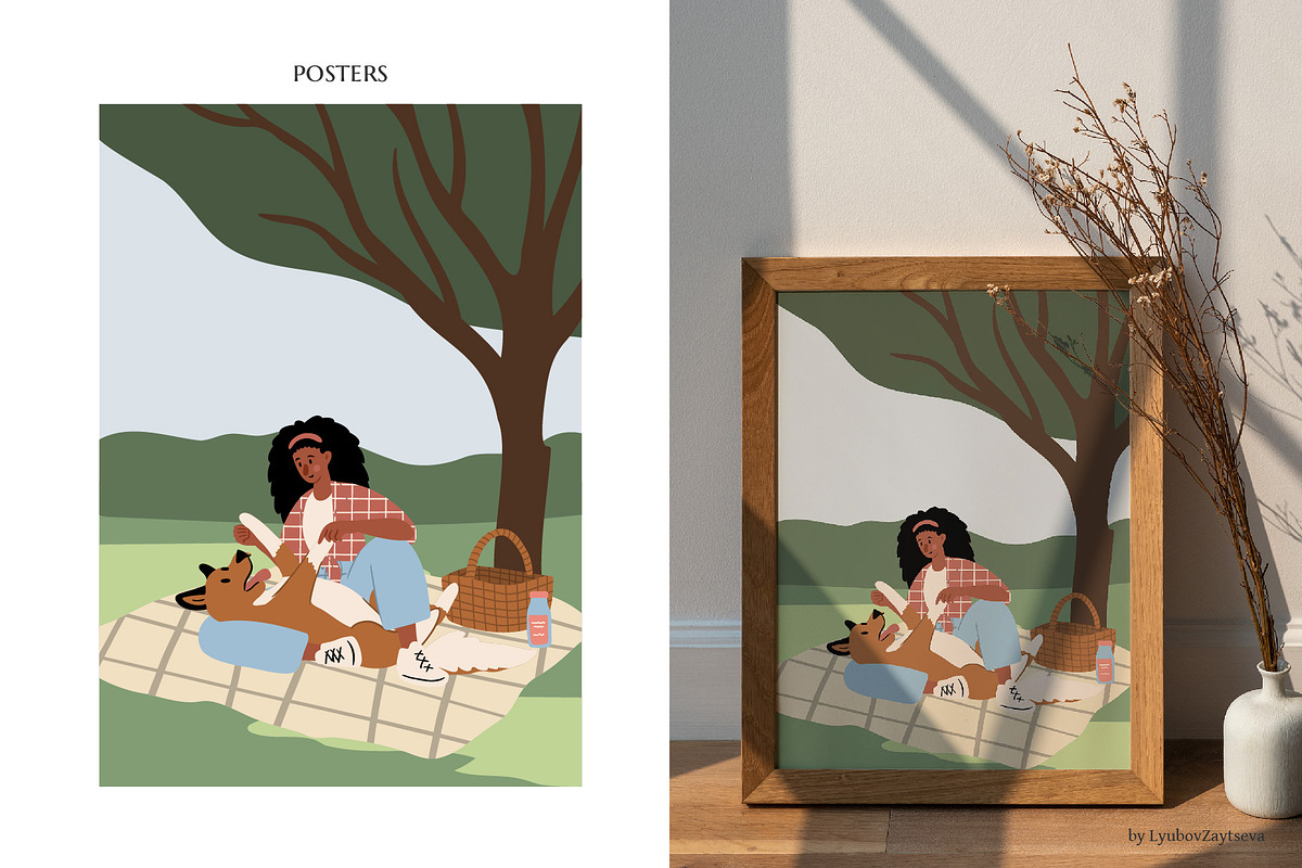 People and dogs in park illustration, a Person Illustration by LyubovZaytseva (Photo 4 of 22)