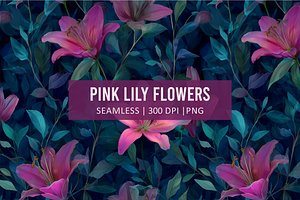 PINK LILY Seamless Pattern, a Pattern Graphic by AYAKA Studio Co.