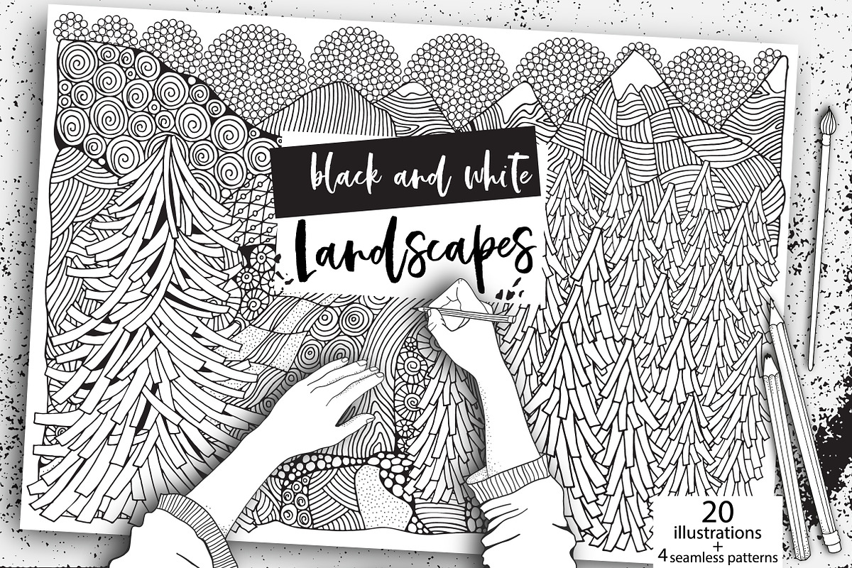 Black and white landscapes, a Texture Illustration by ImHope (Photo 1 of 15)
