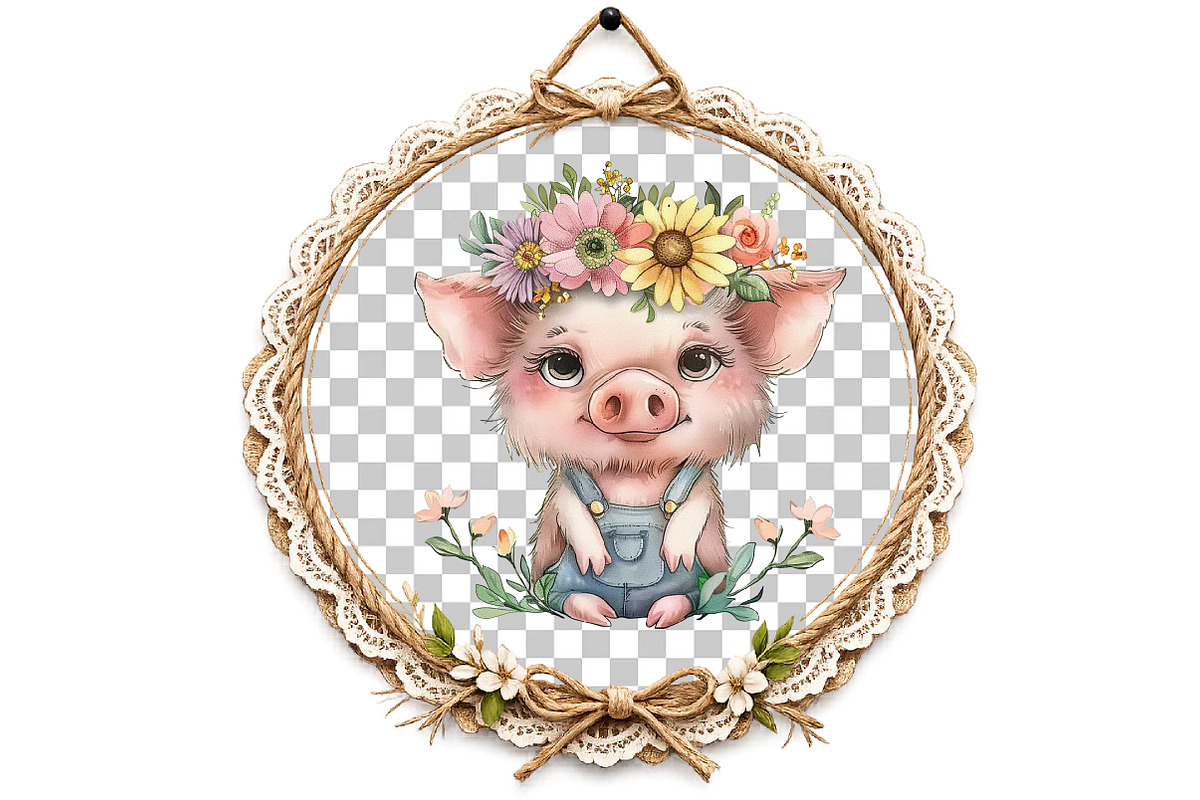 Whimsical Summer Pig Clipart, an Illustration by DreamArtGraphic (Photo 8 of 8)