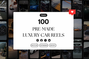 100 Pre-Made Luxury Car Reels Bundle, a Social Media Template by Studioxhq