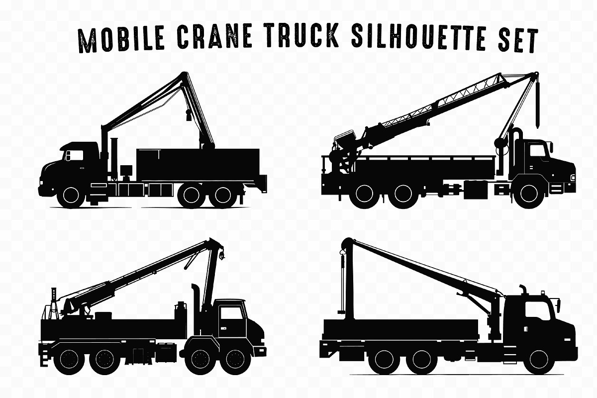 Mobile Crane Truck Silhouette Vector, a Transportation Illustration by Gfx Expert Team (Photo 2 of 3)