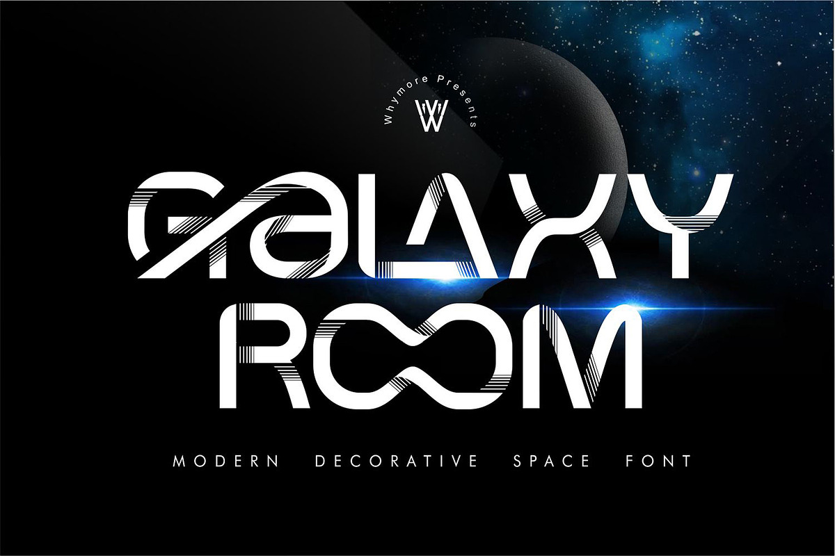 Galaxy Room | Futuristic font Space, a Sans Serif Font by WhymoreArt (Photo 1 of 13)
