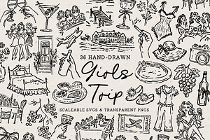 Vacation Clipart, Travel Doodles, an Object Illustration by The October Creative
