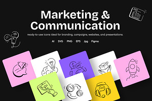 Marketing and Communication Icons, an Outline Icon by Vectors Market