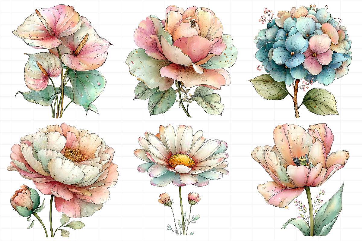 Watercolor Floral Clipart Flower, an Illustration by Daily.Designs (Photo 4 of 8)