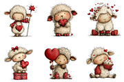 Quirky Valentines Sheep Clipart, an Illustration by Dream Creation (Thumbnail 4 of 6)