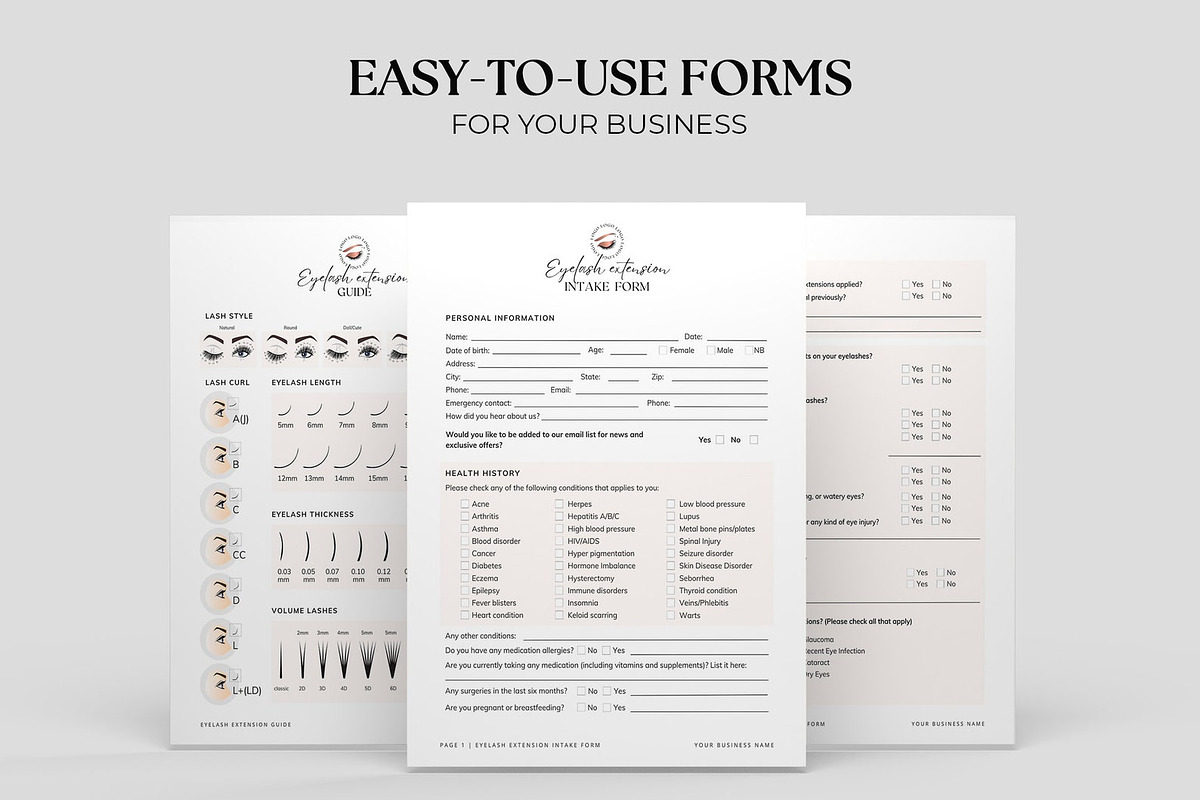 Professional Eyelash Extension Forms, a Design Template by SwitzerShop (Photo 2 of 10)