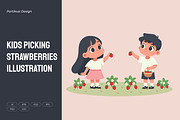 Kids Picking Strawberries, a Person Illustration by Partikusi Design (Thumbnail 1 of 3)