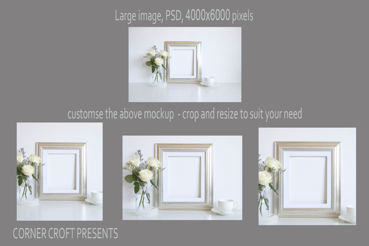 Silver Photo Frame Mockup Bundle, a Print Template by Corner Croft (Photo 4 of 5)
