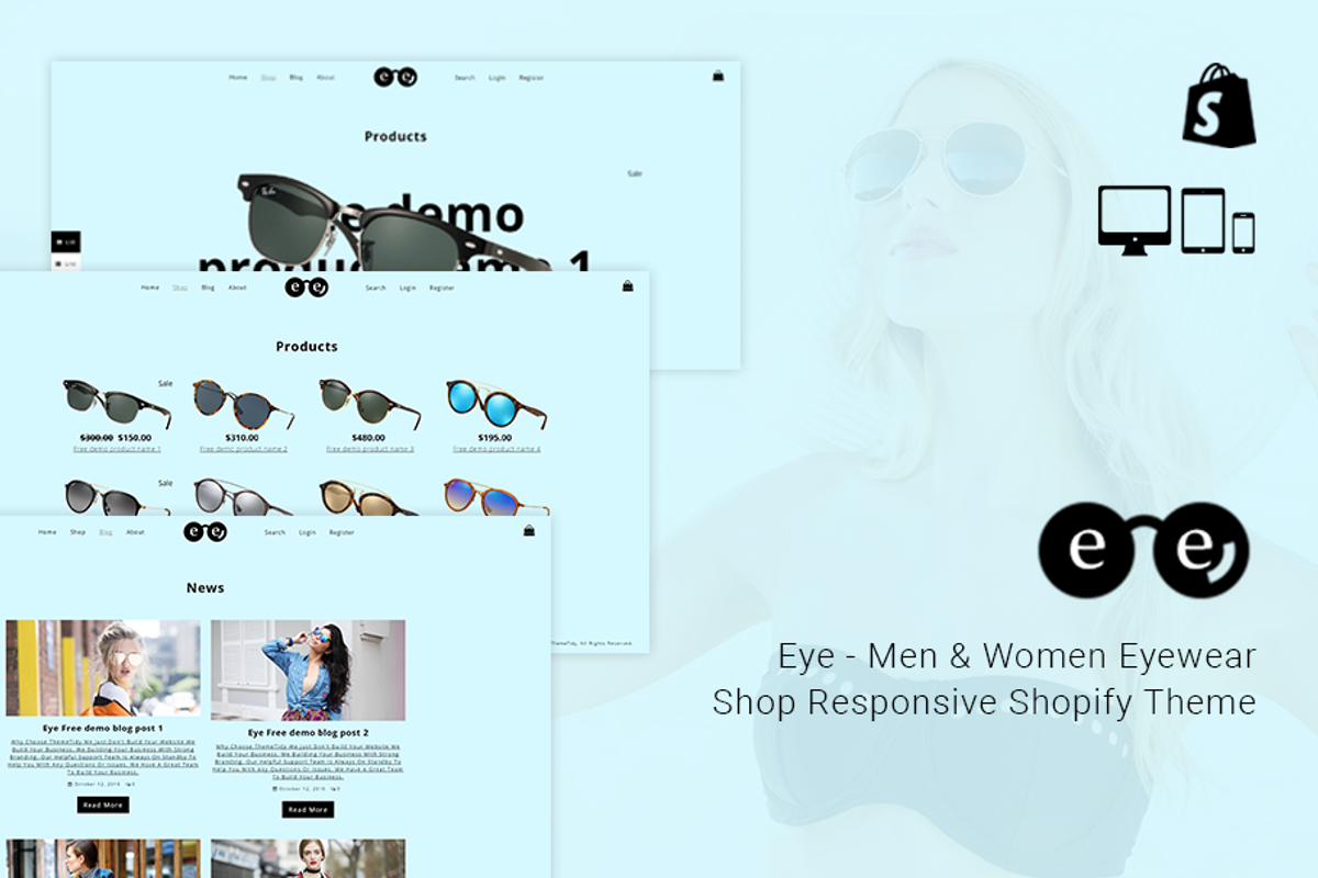 Eye Wear Sunglass Shop Shopify Theme, a Shopify Template by ThemeTidy Shopify Agency