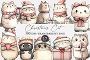 Christmas cat clipart, an Illustration by Designworld (Thumbnail 1 of 4)