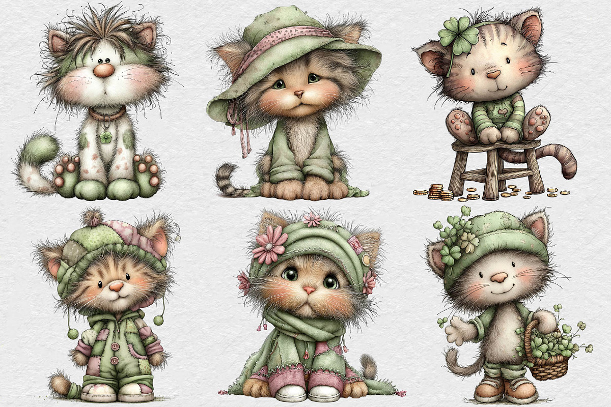 Whimsical St Patrick’s Day Cat PNG, an Illustration by DreamCafeArt (Photo 2 of 7)