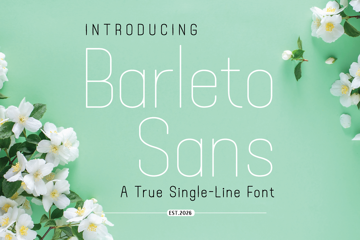 Barleto-A true single line, a Sans Serif Font by Lemon Studio Type (Photo 1 of 5)