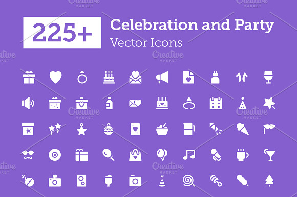 225 Celebration And Party Icons