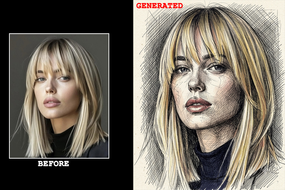 Colored Pencil Sketch AI Prompt, an Action Add-On by 3d_model_tifotizi (Photo 2 of 4)