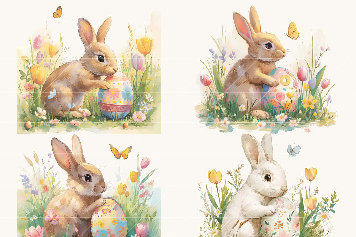 Easter Bunny and Egg Clipart Bundle, an Animal Illustration by ...