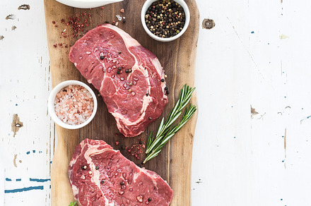 Raw fresh meat containing meat, ribeye, and raw, a Food & Drink Photo by Foxys