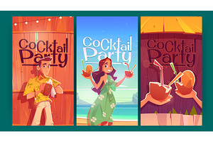 Cocktail Party Cartoon Posters