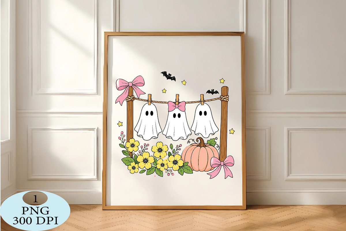 Cute Hanging Ghost Halloween PNG, a Seasonal Illustration by Daily.Designs (Photo 5 of 5)