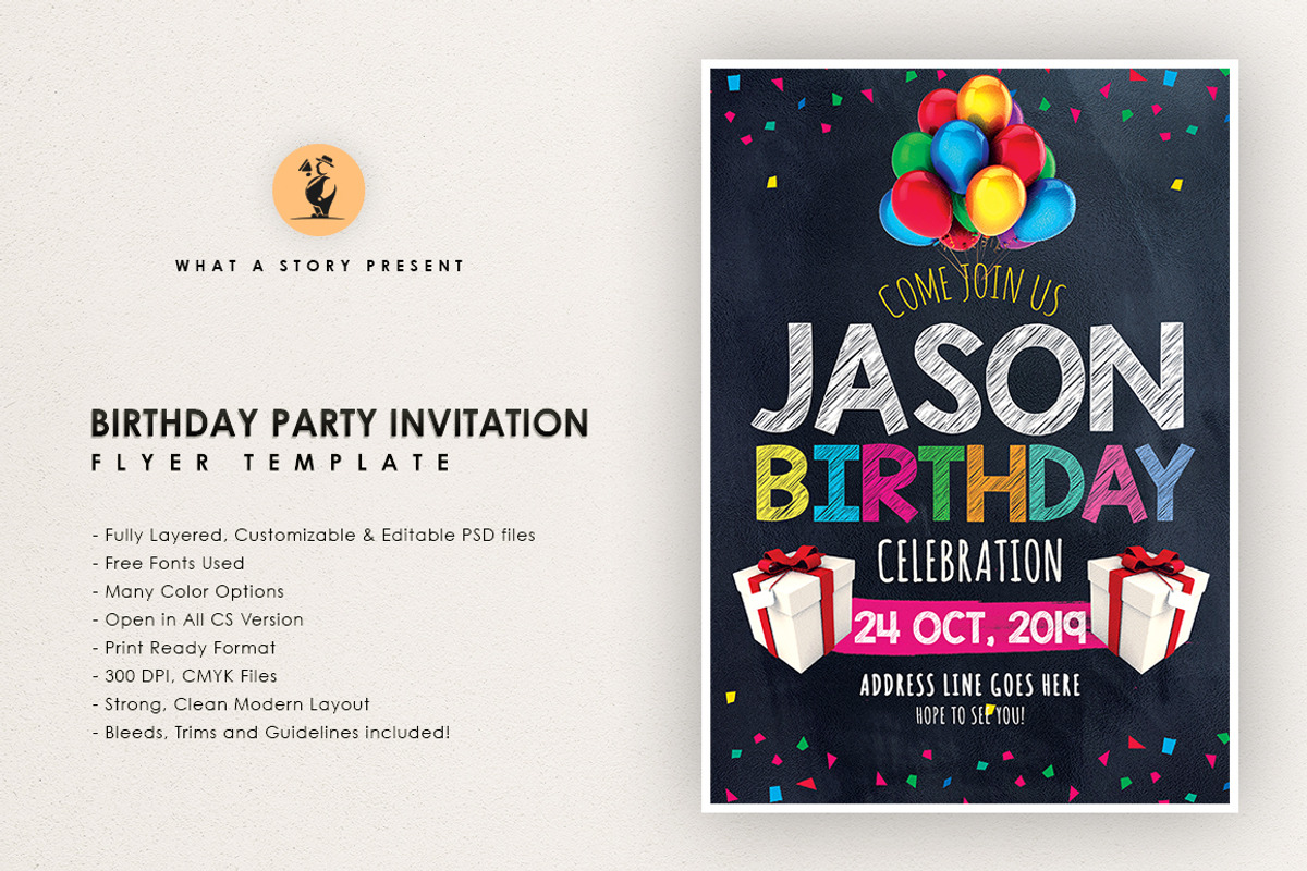 Birthday Party Invitation, a Flyer Template by What a Story (Photo 1 of 3)
