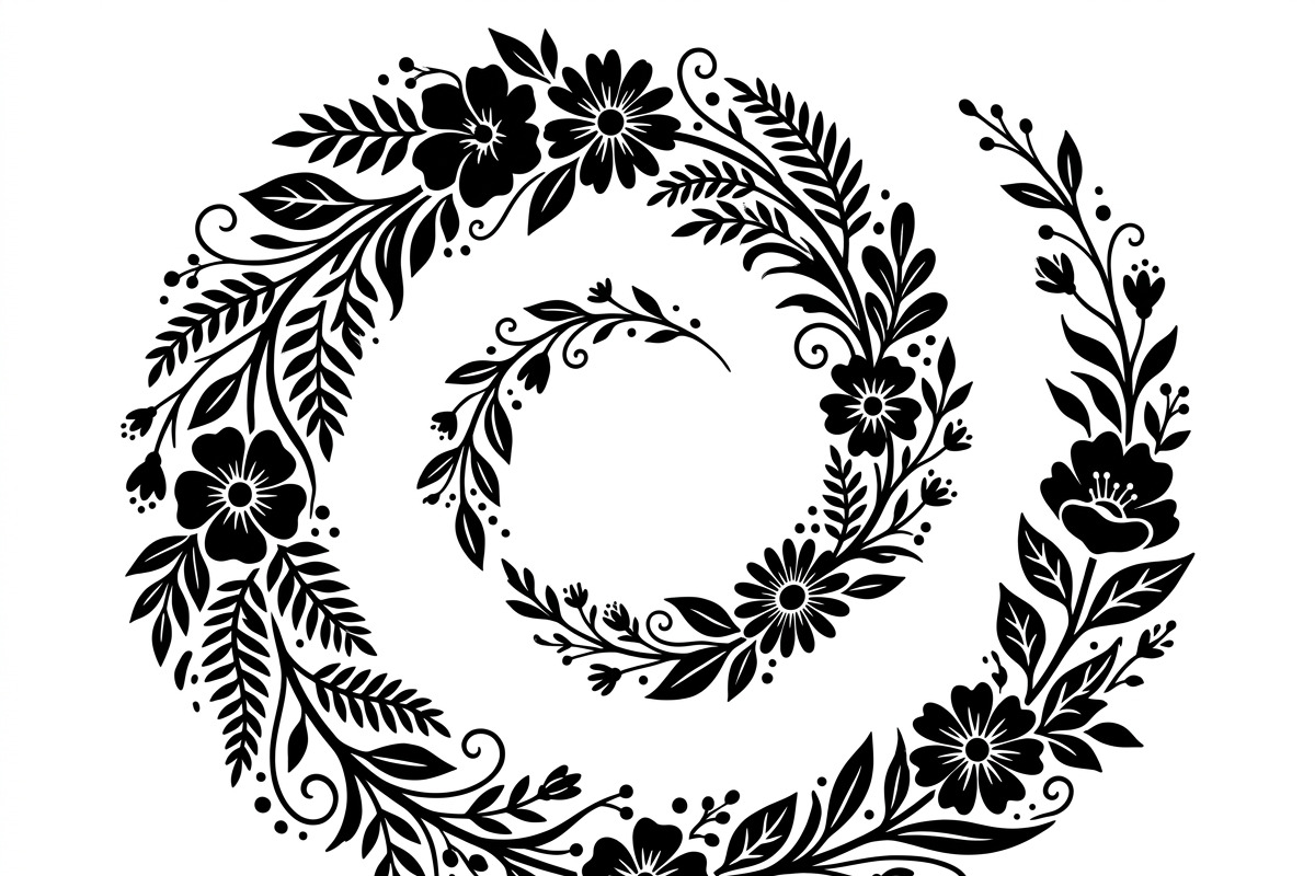 50 Elegant Floral Leaf Spiral Frame, a Decorative Illustration by Amazin_art (Photo 15 of 41)