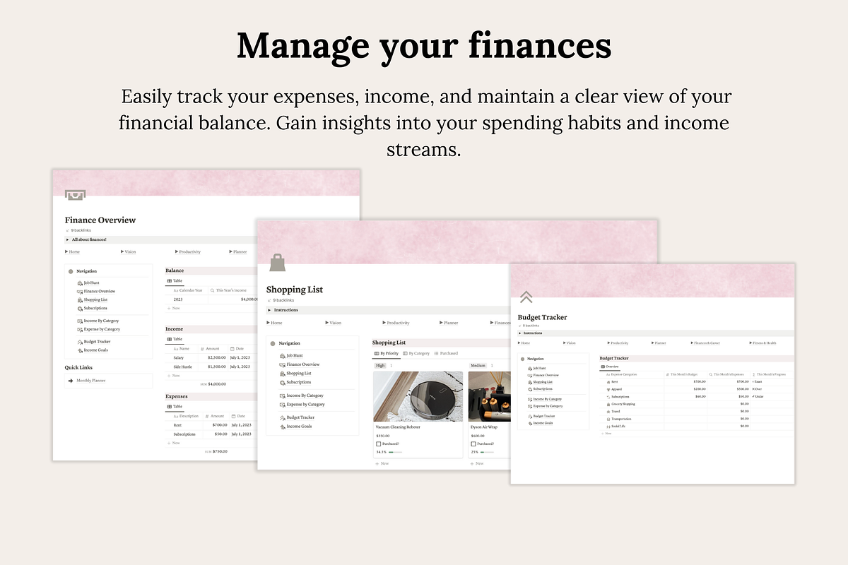 Notion Life Planner, a Templates & Theme by Planner 2 Success (Photo 6 of 10)