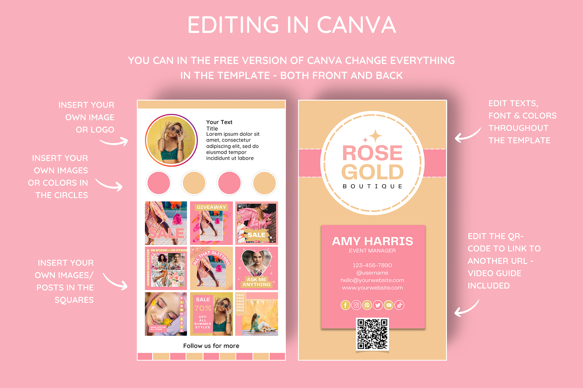 Rose Gold Business Card w/logo, a Business Card Template by SunshineStudioBoutique (Photo 4 of 9)