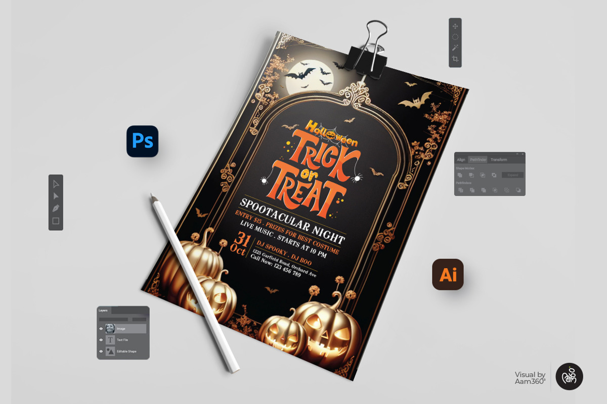 Halloween Trick or trick Flyer, a Flyer Template by Aam360 (Photo 3 of 3)