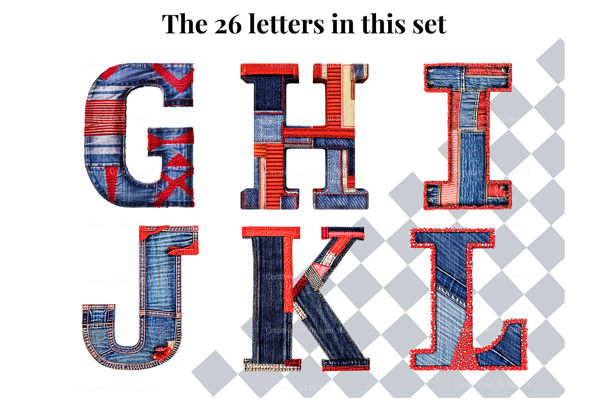 Denim PNG File Alphabet Letters, a Decorative Illustration by Creative Art By SamM (Photo 4 of 10)