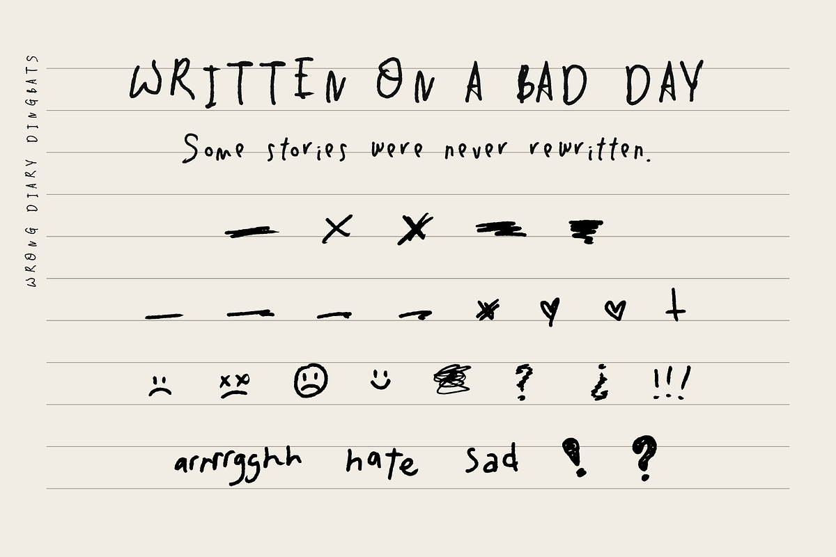 Wrong Diary – Raw Handwritten Font, a Handwritten Font by Badsign Type (Photo 3 of 8)