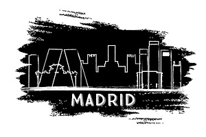 Madrid Skyline Silhouette.