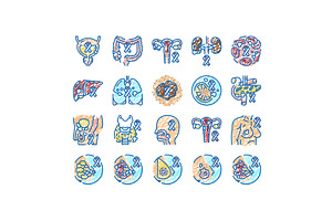 cancer breast health medical icons, an Object Illustration by pikepicture