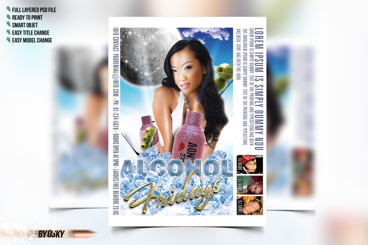 Alcohol Fridays Party, a Flyer Template by Osky (Photo 1 of 4)