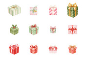 Watercolor Christmas Gift Clipart, an Illustration by SinaCreation (Thumbnail 2 of 7)
