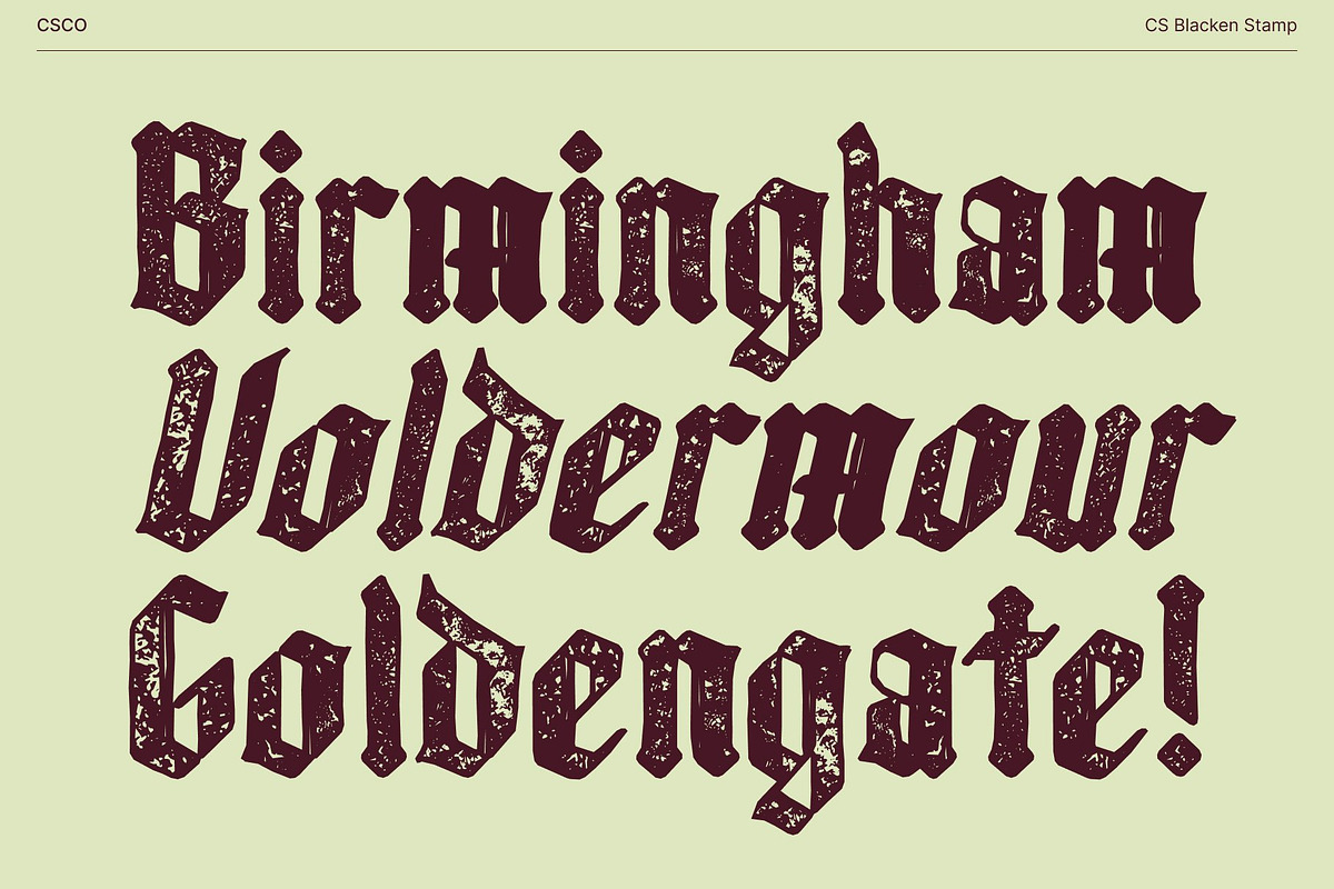 CS Blacken Stamp, a Blackletter Font by Craft Supply Co. (Photo 4 of 8)