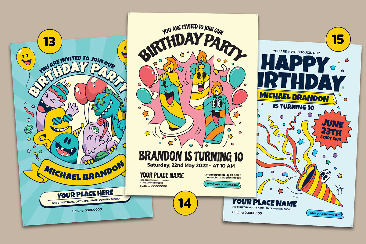 Happy Birthday Flyer (15 Assets), a Flyer Template by Graptail (Photo 6 of 6)