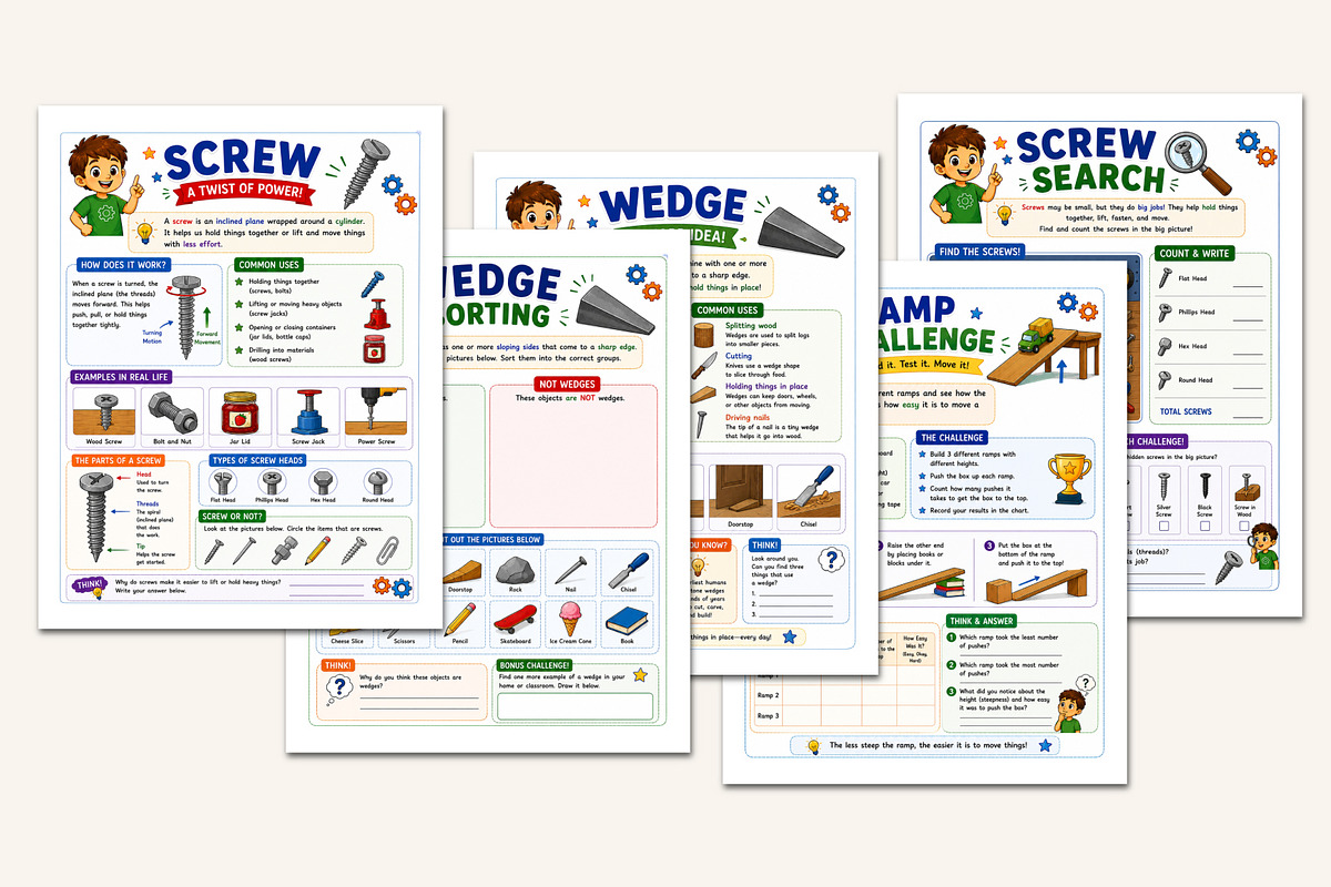 Simple Machines Workbook, a Stationery Template by Designmela01 (Photo 3 of 10)