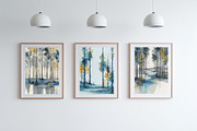 Blue Forest Landscape Art, a Decorative Illustration by Housui Patterns (Thumbnail 7 of 12)