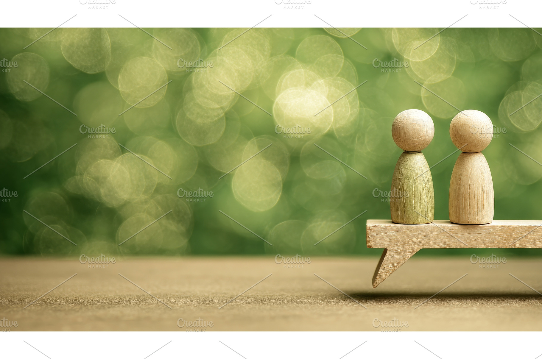 Two wooden models are positioned on, a Business Photo by ZinetroN